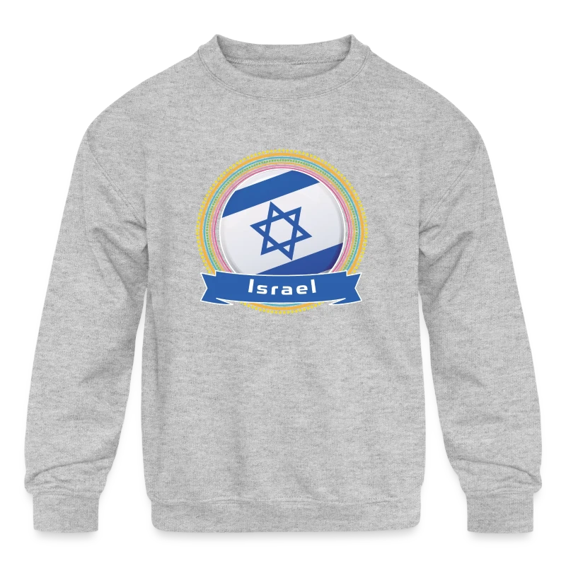 Israel Happy Holi Color Framed Israel Flag Banner - Kids' Crewneck Sweatshirt