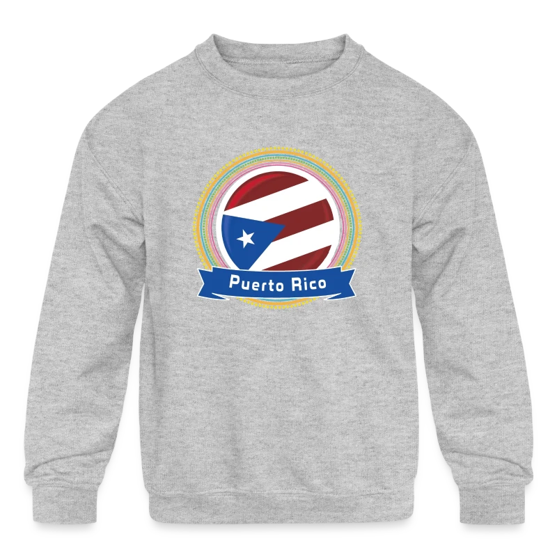 Puerto Rico Happy Holi Color Framed Puerto Rico - Kids' Crewneck Sweatshirt