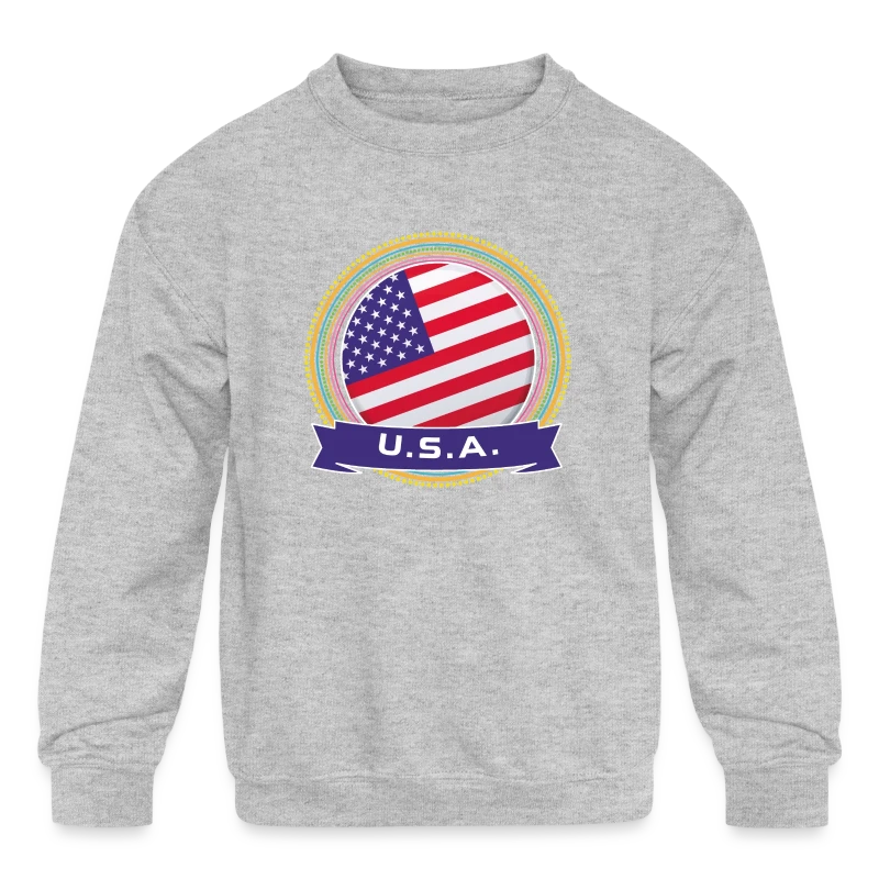 U.S.A. Happy Holi Color Framed U.S.A. Flag Banner - Kids' Crewneck Sweatshirt