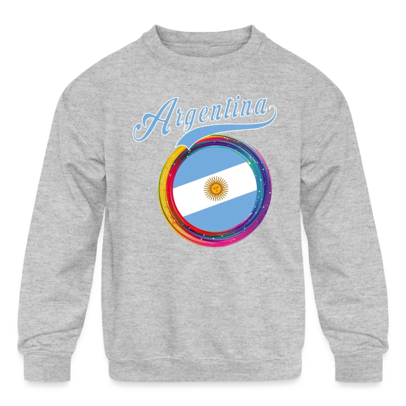 Argentina Sports Holi Color Framed Argentina Flag - Kids' Crewneck Sweatshirt