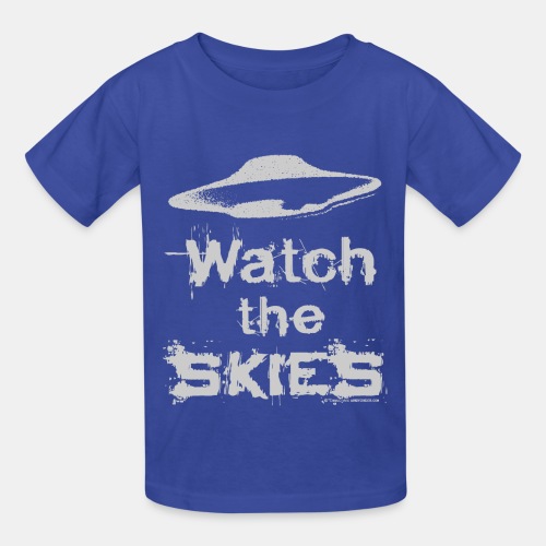 Watch the Skies UFO Flying Saucer Slogan - Hanes Youth T-Shirt