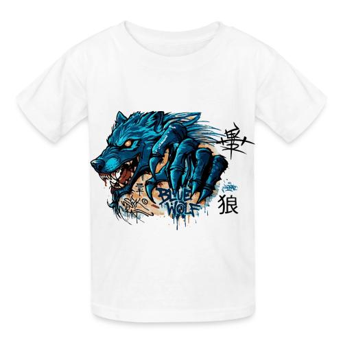 Blue Wolf Graffiti Street Art - Heavyweight Kid's T-Shirt