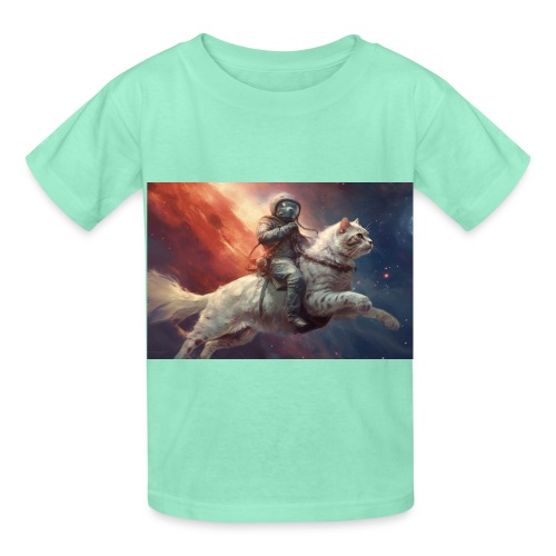Astronaut Rides Space Cat - Hanes Youth T-Shirt