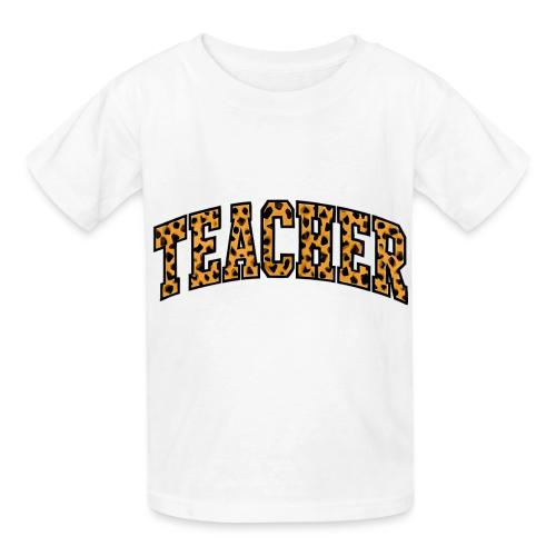 Leopard Print Teacher Typography - Heavyweight Kid's T-Shirt