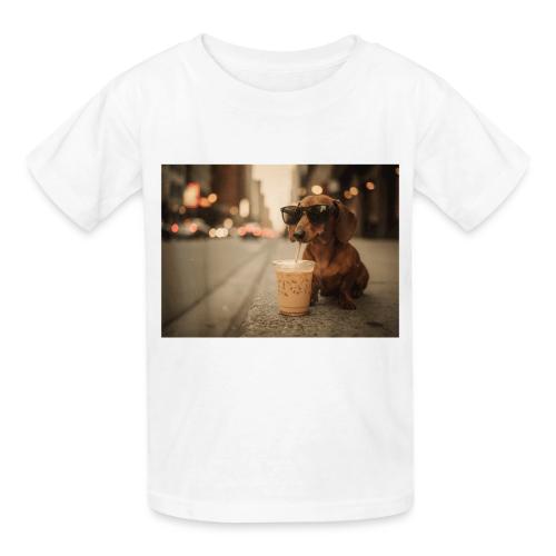 Funny Dachshund Iced Coffee Lover Tee - Heavyweight Kid's T-Shirt