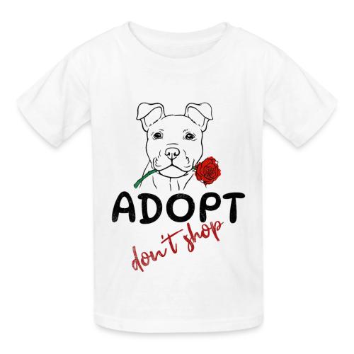 Retro Adopt Dont Shop Cute Puppy Rose Tee - Heavyweight Kid's T-Shirt