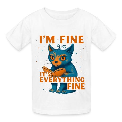 Funny Cat I’m Fine It’s Everything Fine– Retro tee - Heavyweight Kid's T-Shirt