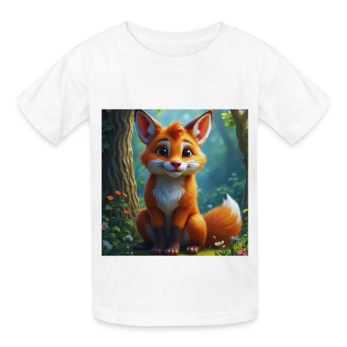 Magical fantasy fox in enchanted forest scene - Heavyweight Kid's T-Shirt