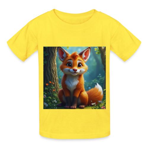 Magical fantasy fox in enchanted forest scene - Heavyweight Kid's T-Shirt