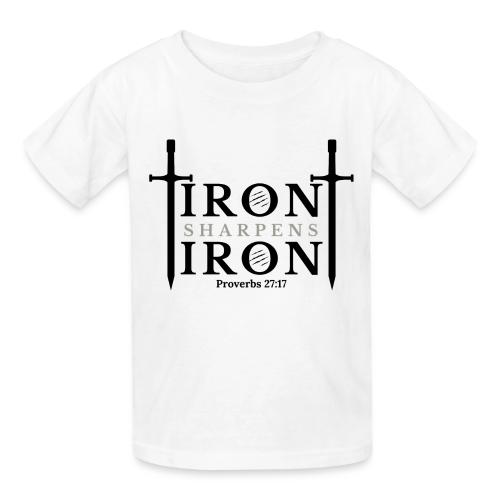 Iron Sharpens Iron - Proverbs 27:17 (Black & Grey) - Heavyweight Kid's T-Shirt
