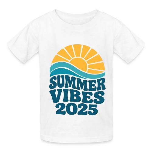 Summer Vibes 2025 Retro Sunset T-Shirt | Fun Beach - Heavyweight Kid's T-Shirt