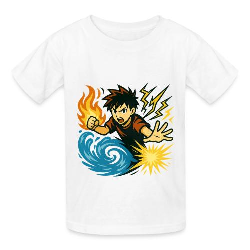 Anime Elemental Warriors | Fire, Water, Lightning - Heavyweight Kid's T-Shirt