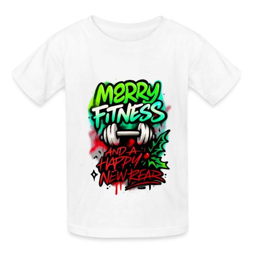 Merry Fitness Christmas Gym Humor - Heavyweight Kid's T-Shirt