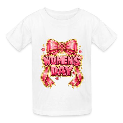 Cute Pink Bow Women’s Day Feminist Symbol - Heavyweight Kid's T-Shirt
