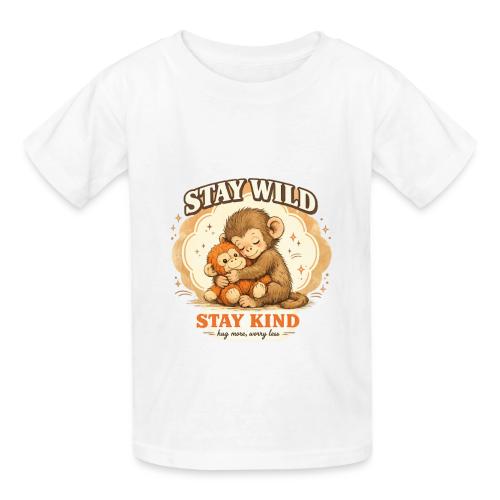 Stay Wild Stay Kind Punch Monkey Hug - Heavyweight Kid's T-Shirt