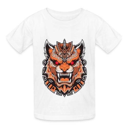 Tribal Demon Wolf Mask - Heavyweight Kid's T-Shirt