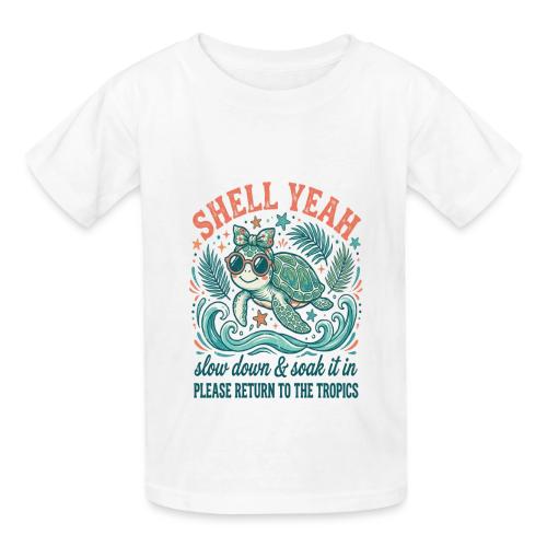 Shell Yeah Sea Turtle Beach Vibes - Heavyweight Kid's T-Shirt
