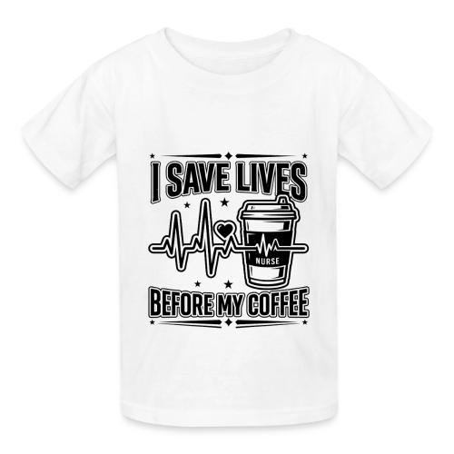 Nurse Coffee Humor - Saving Lives - Heavyweight Kid's T-Shirt
