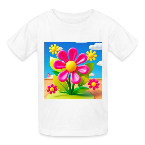Pink Floral Peace | Sky & Nature Design - Heavyweight Kid's T-Shirt