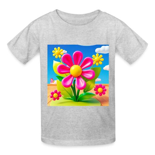 Pink Floral Peace | Sky & Nature Design - Heavyweight Kid's T-Shirt