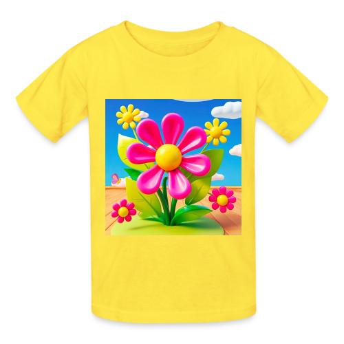 Pink Floral Peace | Sky & Nature Design - Heavyweight Kid's T-Shirt