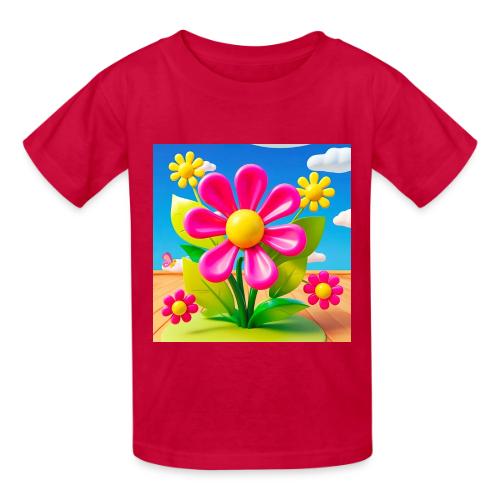 Pink Floral Peace | Sky & Nature Design - Heavyweight Kid's T-Shirt