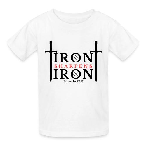 Iron Sharpens Iron - Proverbs 27:17 (Black & Red) - Heavyweight Kid's T-Shirt