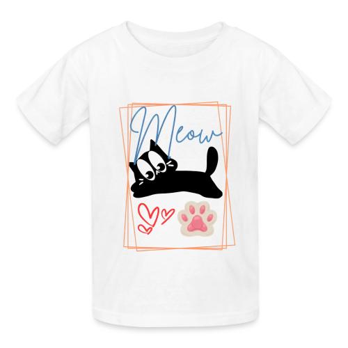 Meow Cat Paw Cute Kitty Lover Design - Heavyweight Kid's T-Shirt