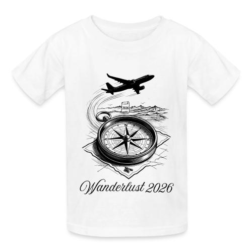 Wanderlust 2026 T-Shirt | Minimalist Travel Plane - Heavyweight Kid's T-Shirt