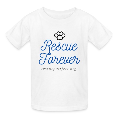 Rescue Purrfect Cursive Paw Print - Hanes Youth T-Shirt