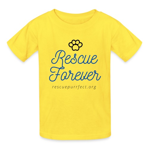 Rescue Purrfect Cursive Paw Print - Hanes Youth T-Shirt