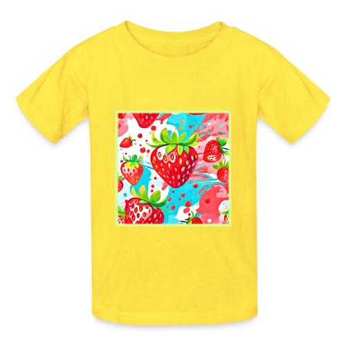 Strawberry Splash Pattern - Heavyweight Kid's T-Shirt