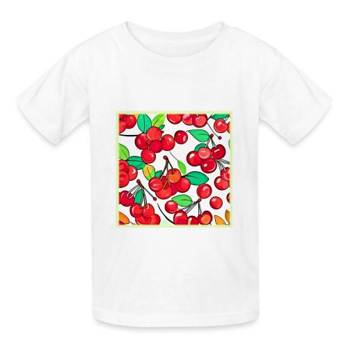 Cherry Pattern Design - Heavyweight Kid's T-Shirt