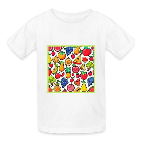 Vibrant Fruit Pattern - Heavyweight Kid's T-Shirt
