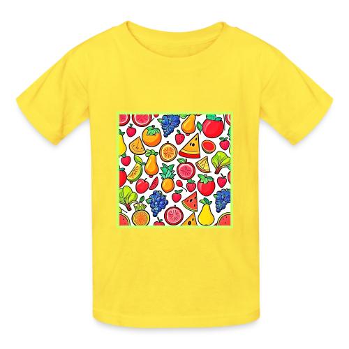 Vibrant Fruit Pattern - Heavyweight Kid's T-Shirt