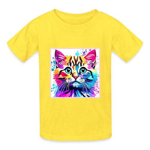 Vivid Kitty Vibes Design - Heavyweight Kid's T-Shirt