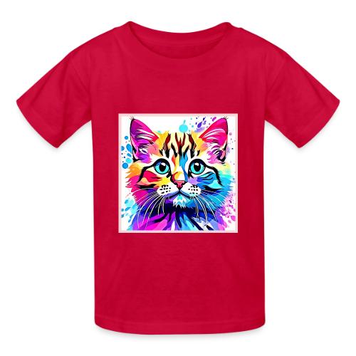 Vivid Kitty Vibes Design - Heavyweight Kid's T-Shirt