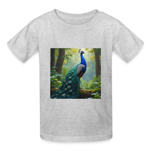 Majestic Peacock in Enchanted Forest - Heavyweight Kid's T-Shirt