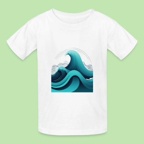 Dynamic Ocean Wave Illustration - Heavyweight Kid's T-Shirt