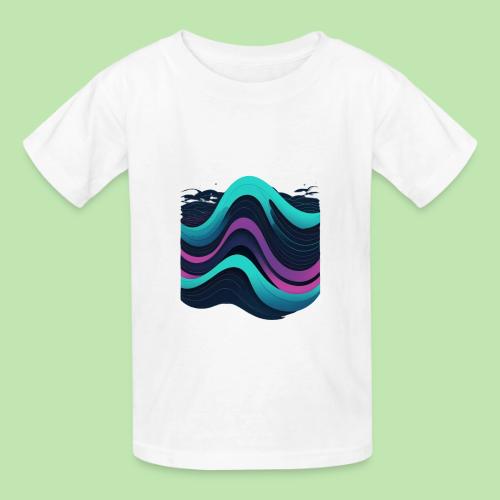 Abstract Wavy Ocean Pattern - Heavyweight Kid's T-Shirt