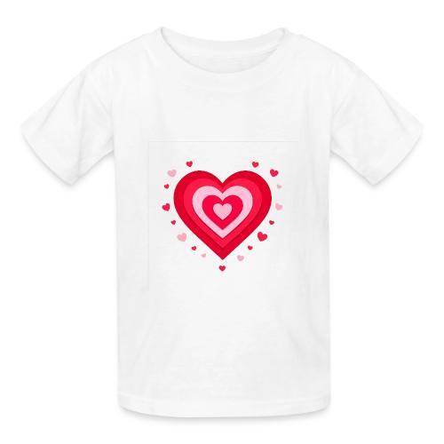 Layered Red & Pink Heart – Cute Valentine Love - Heavyweight Kid's T-Shirt