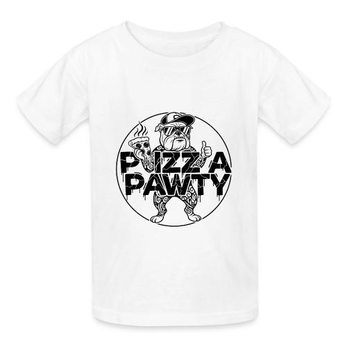 Pizza Pawty Bulldog T-Shirt | Funny Dog Pizza Tee - Heavyweight Kid's T-Shirt