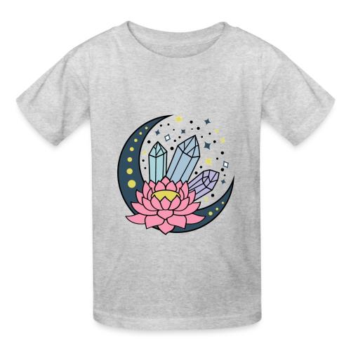 Half A Moon, Healing Crystals Lotus Flower - Heavyweight Kid's T-Shirt
