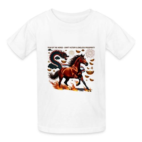 Year of the Horse Victory T Shirt, Lunar New Year - Heavyweight Kid's T-Shirt