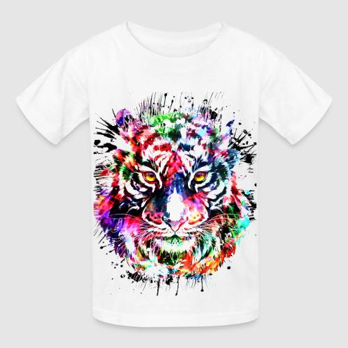 Colorful Tiger Head Portrait Drawing - Heavyweight Kid's T-Shirt