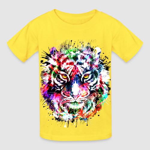 Colorful Tiger Head Portrait Drawing - Heavyweight Kid's T-Shirt