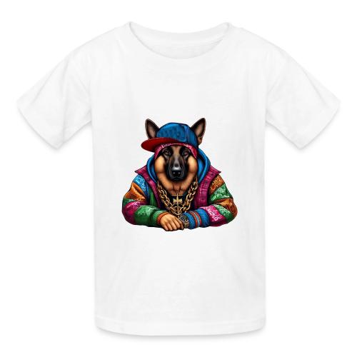 German Shepherd The Rapper Drawing - Heavyweight Kid's T-Shirt