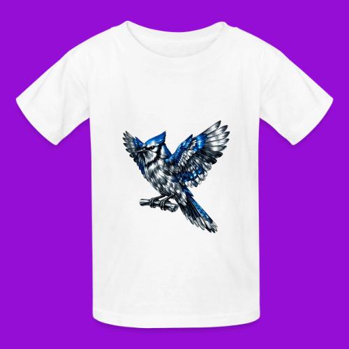 Silver Blue Jay Open Wing Perch - Heavyweight Kid's T-Shirt
