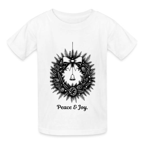 Peace & Joy T-Shirt | Minimalist Elegant Christmas - Heavyweight Kid's T-Shirt