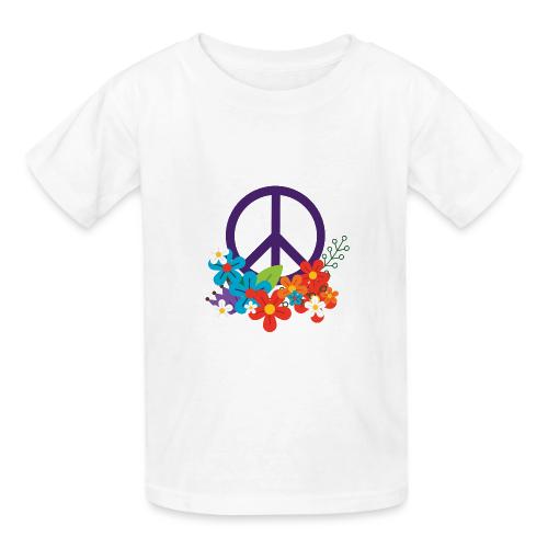 Hippie Peace Design With Flowers - Heavyweight Kid's T-Shirt